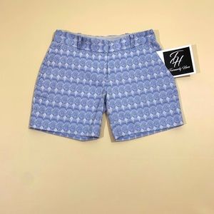 Diane Von‎ Furststenberg Patterned Flat Front Blue/White Shorts Sz 2